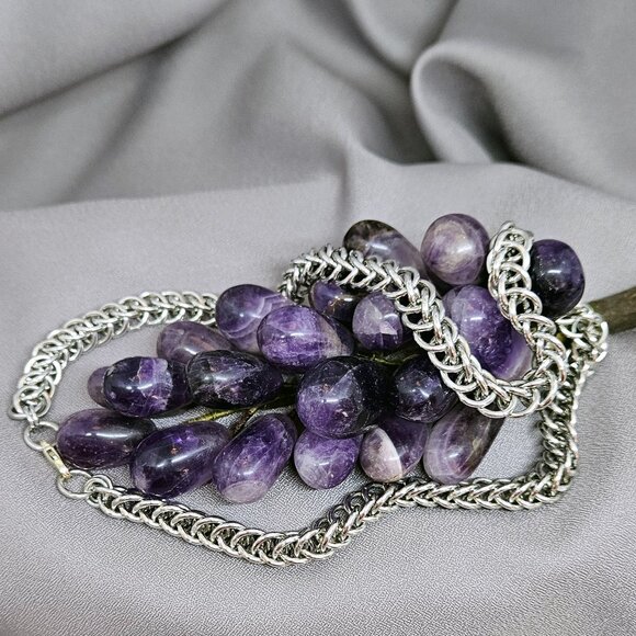 NWOT Unisex Necklace!  Handmade Chainmaille of Shinny Aluminum Rings - 20" long - Picture 4 of 14